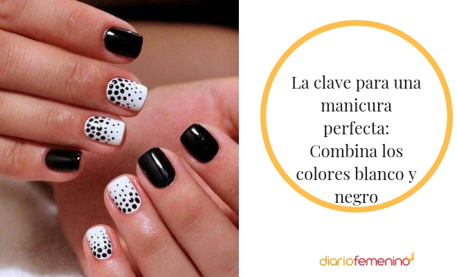 Uñas Gris Negro Y Blanco